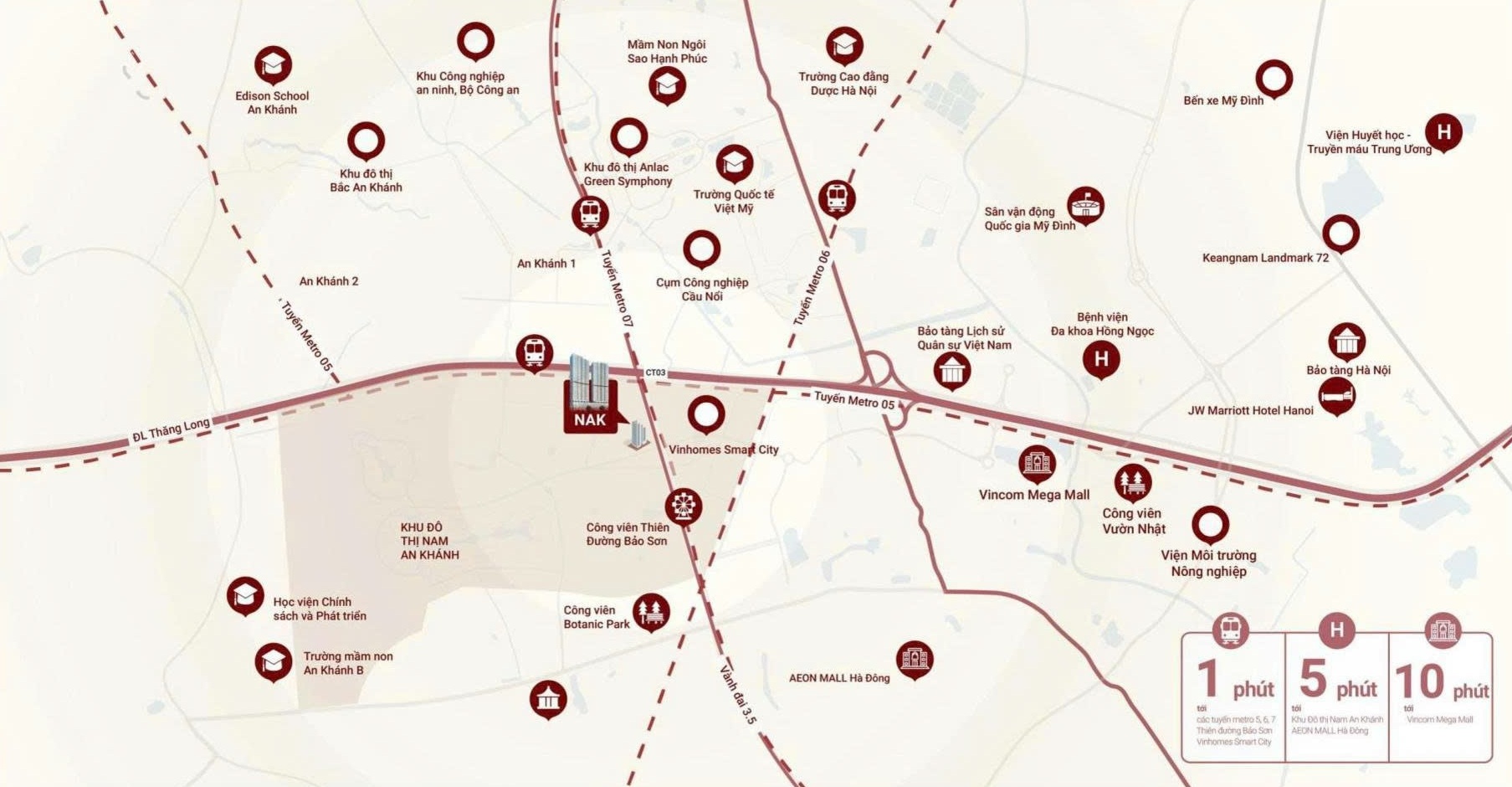 vị trí dự án metropoli 5 nam an khánh