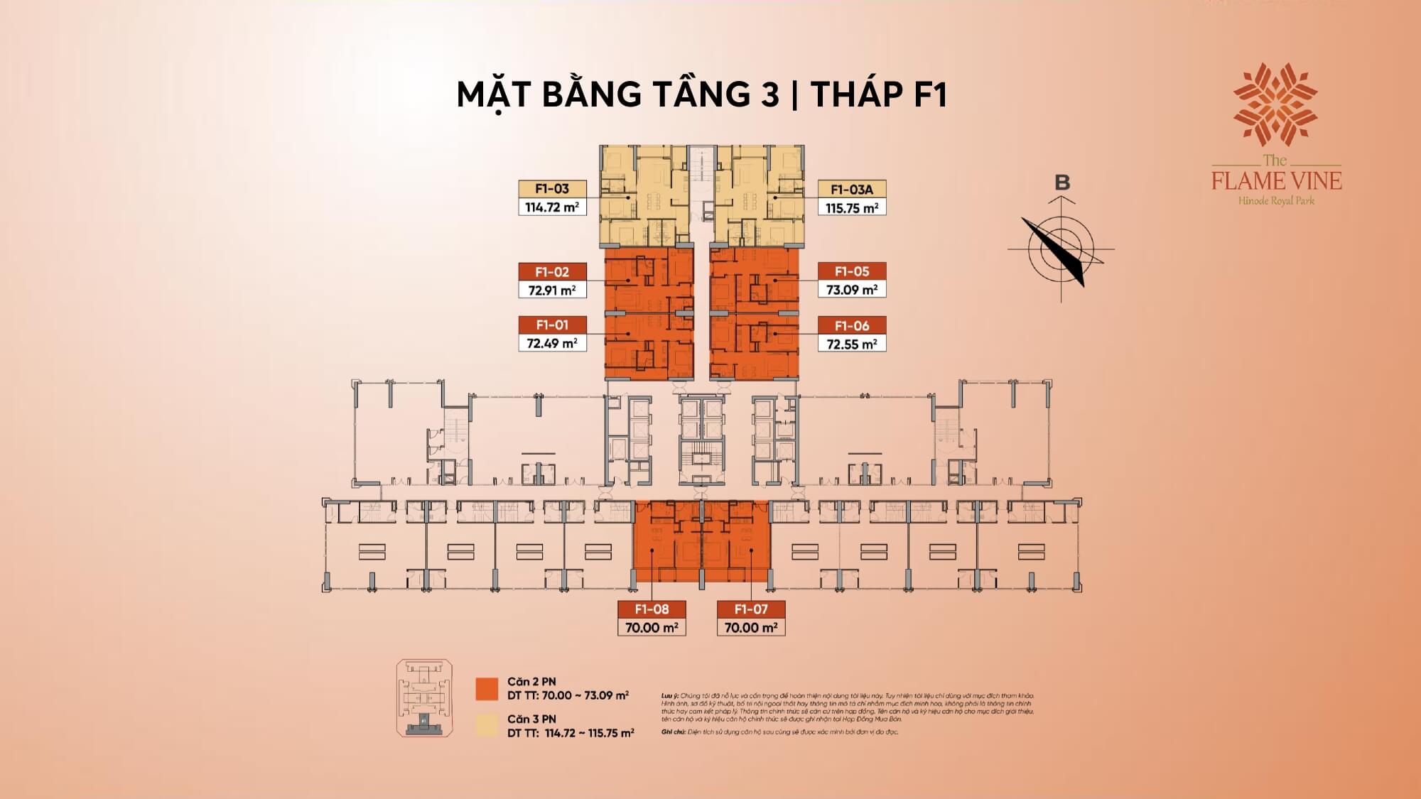 mặt bằng dự án the flame vine hh3 hinode royal park